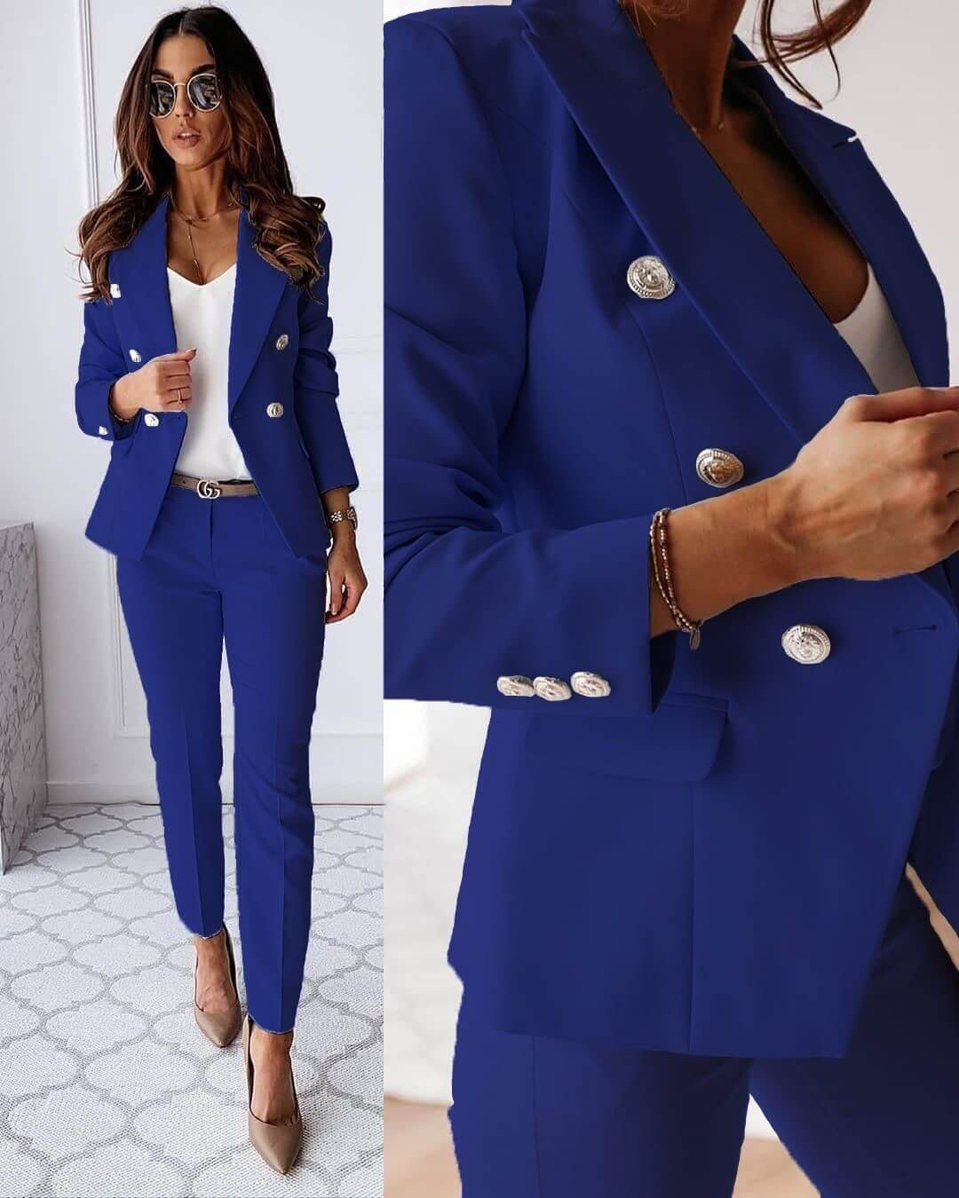 GR | Elegant trouser suit with jacket & trousers