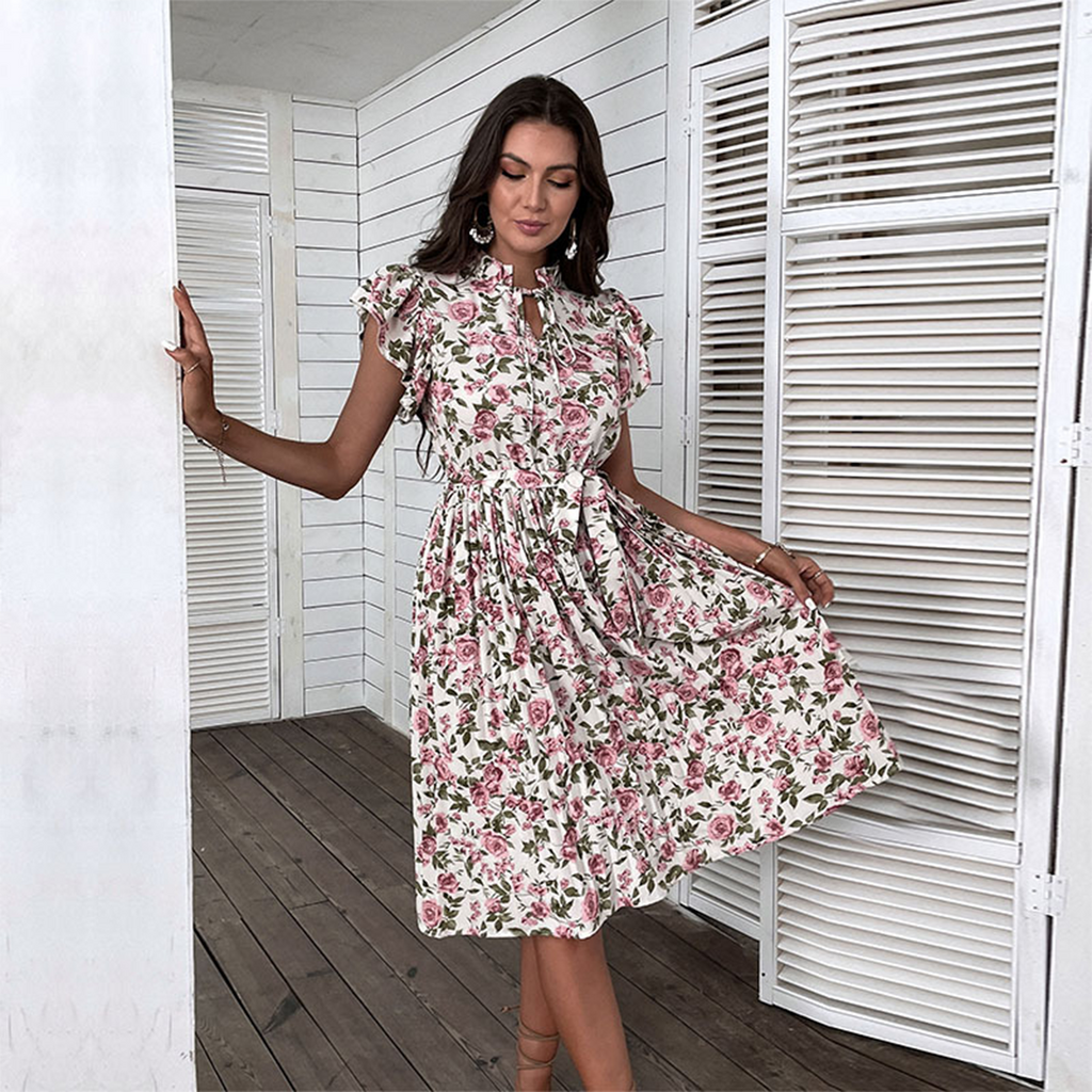 GR - Damen Stilvolles geblümtes Kleid