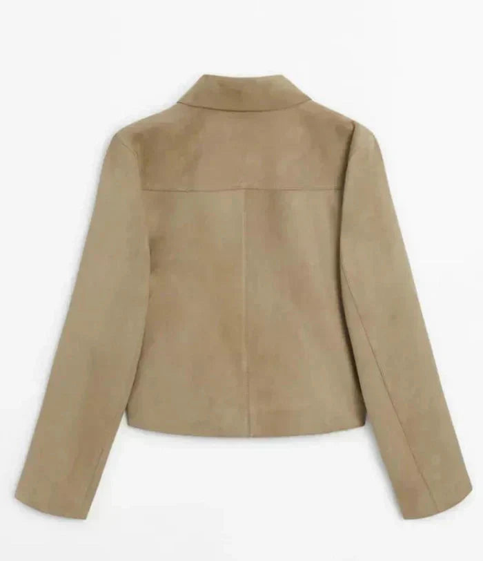 GR | Beige women's suedette jacket with narrow buttons