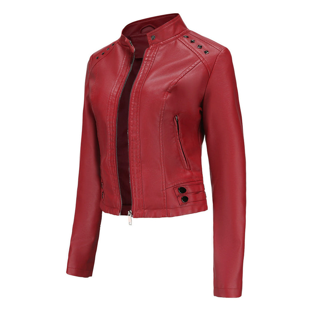 GR | Elegant leather jacket with unique details for women