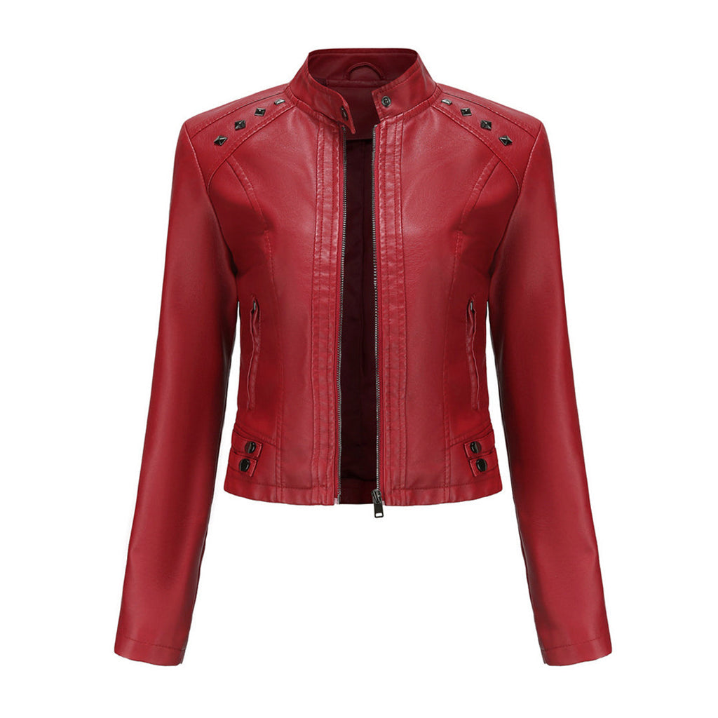 GR | Elegant leather jacket with unique details for women