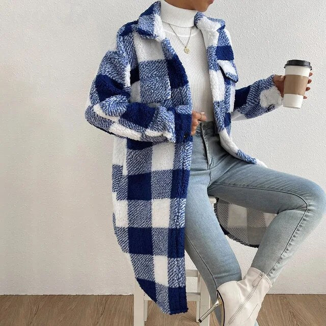 GR | Checkered women's jacket with polar fleece