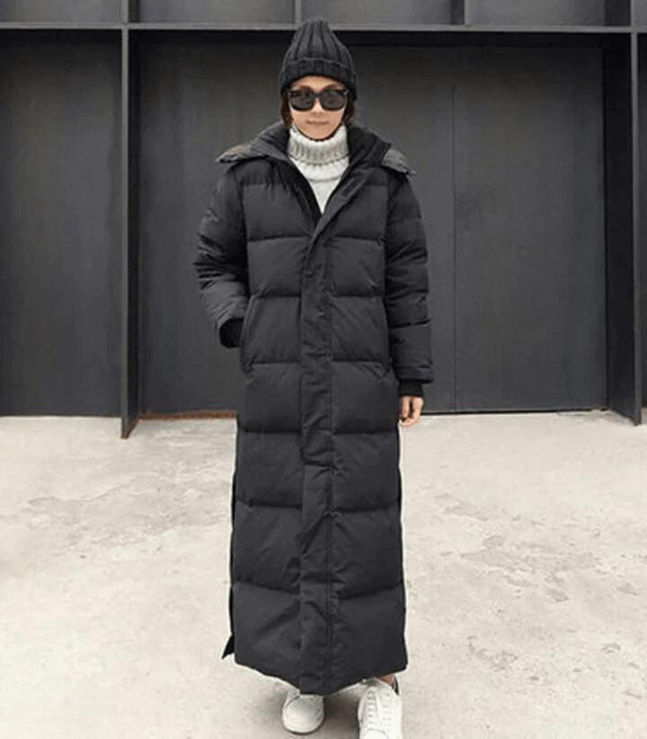 GR | Long hooded puffer down jacket for women