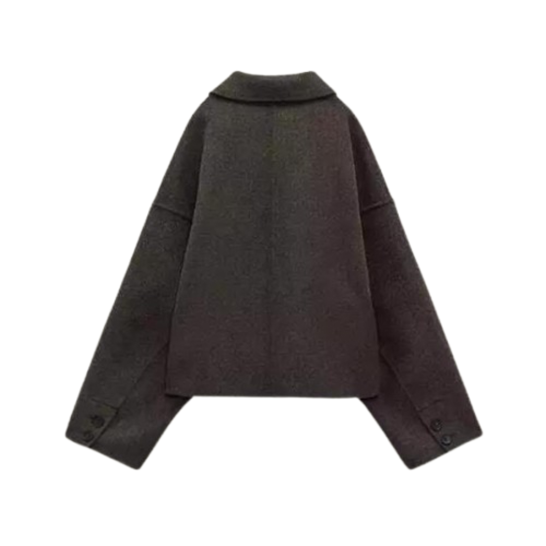 GR | Single-breasted, relaxed fit, short wool coat, wool trench coat for women