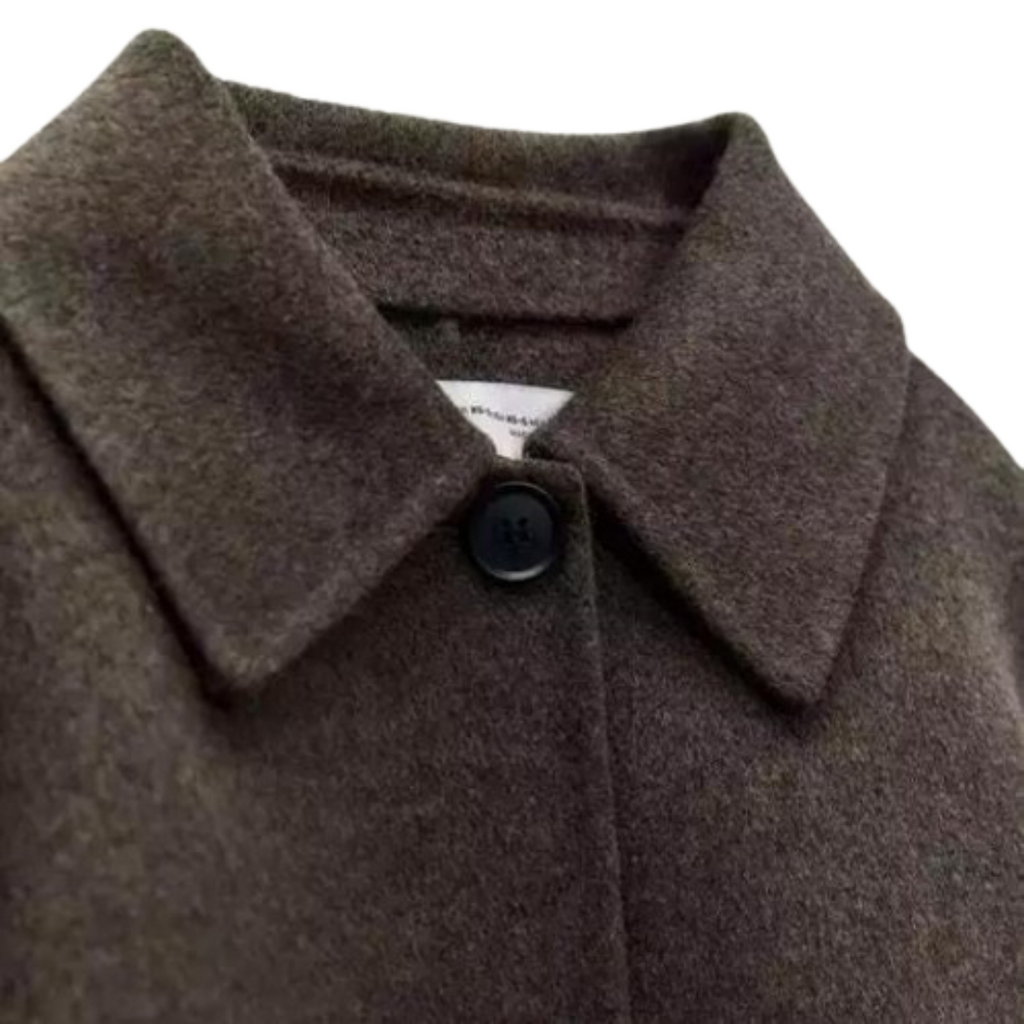 GR | Single-breasted, relaxed fit, short wool coat, wool trench coat for women
