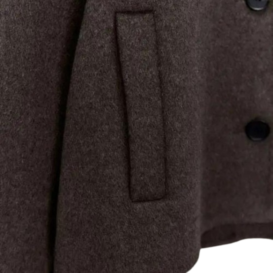 GR | Single-breasted, relaxed fit, short wool coat, wool trench coat for women