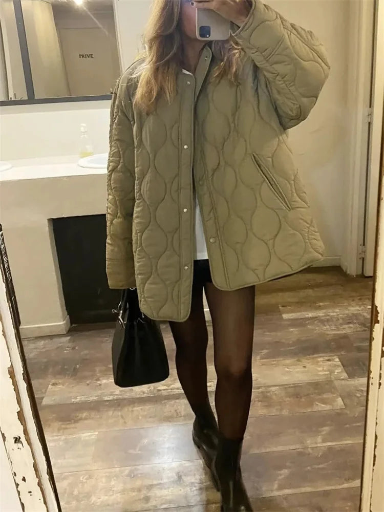 GR - Quilted Oversized Jacket with Snap Buttons