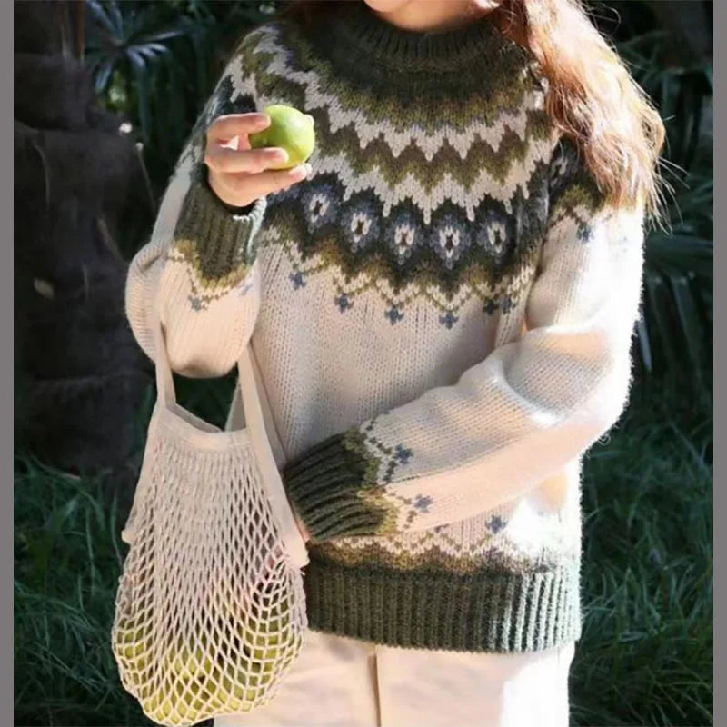 GR | norwegischer Yoke-Pullover - warmer skandinavischer Damenpullover
