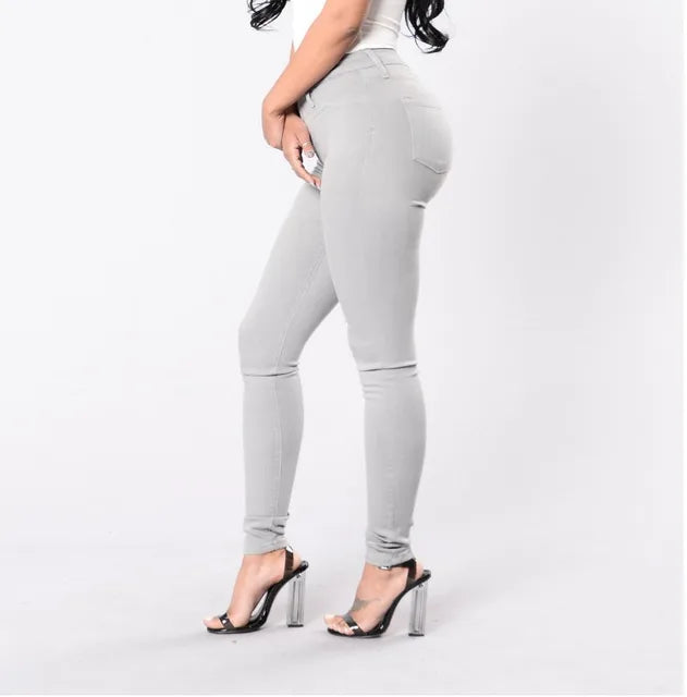 GR - High-waisted skinny office jeans for women