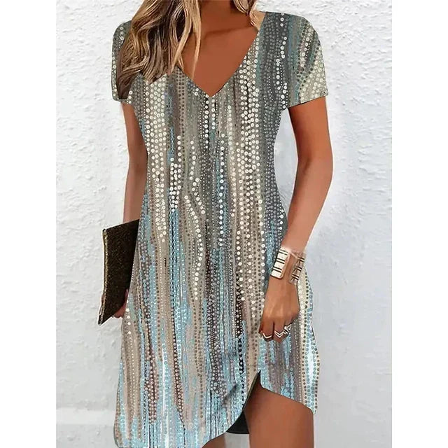 GR | Beige glitter cocktail dress