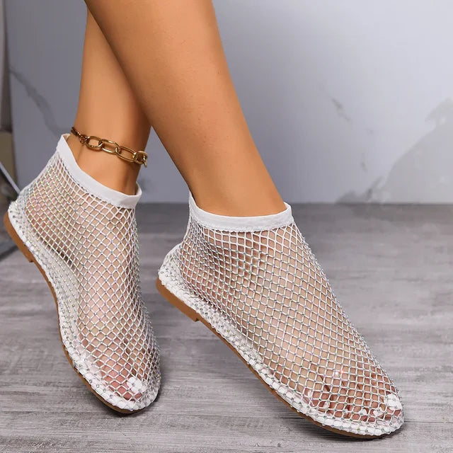GR | Mesh slippers with a flat heel