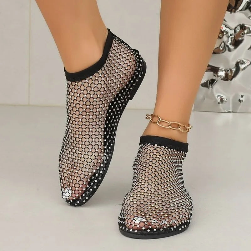 GR | Mesh slippers with a flat heel