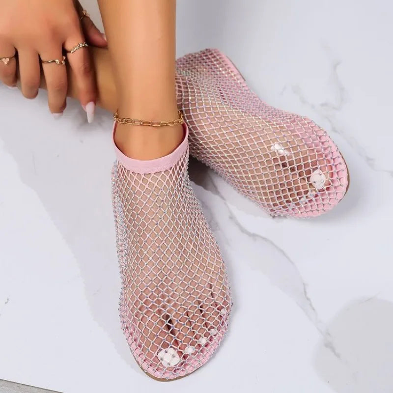 GR | Mesh slippers with a flat heel
