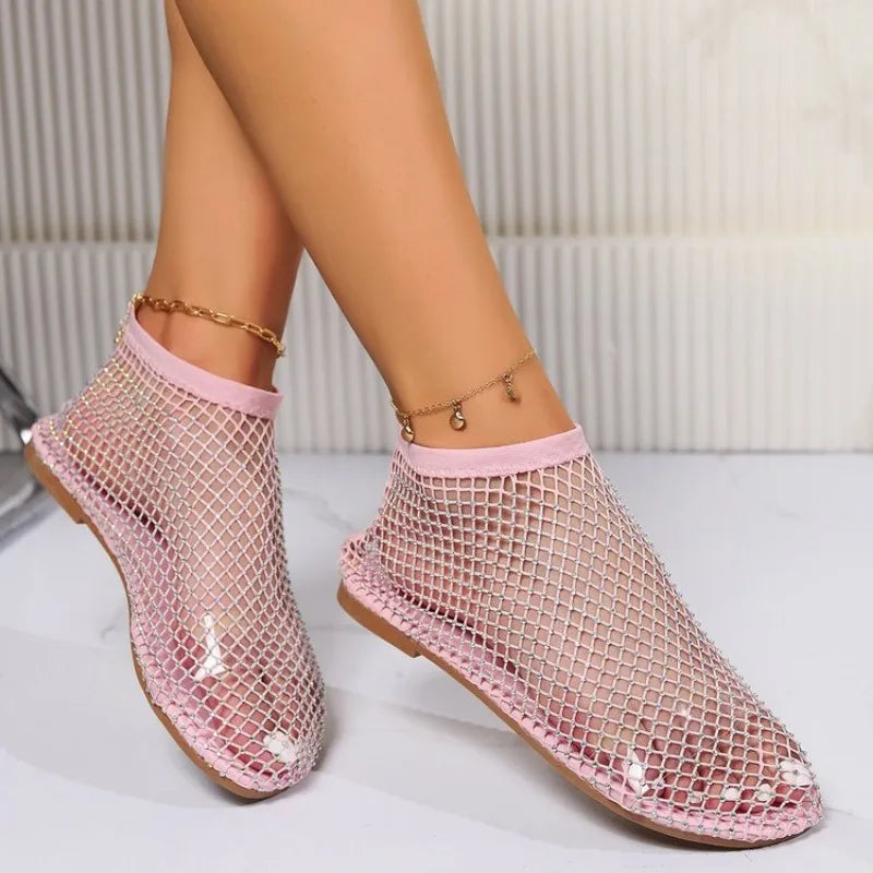 GR | Mesh slippers with a flat heel