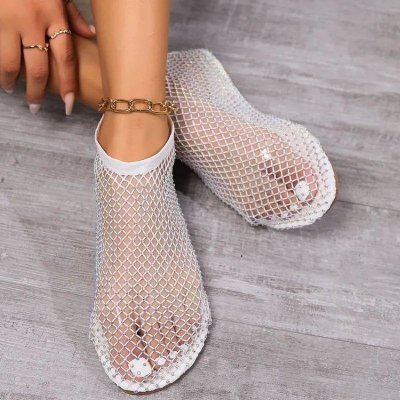 GR | Mesh slippers with a flat heel