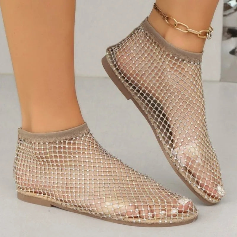 GR | Mesh slippers with a flat heel