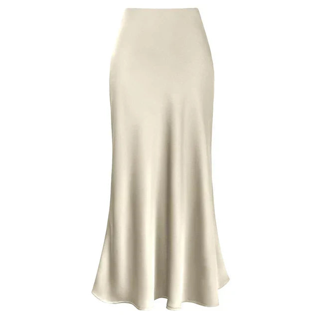GR | Mode Langer Glänzender Satin Rock