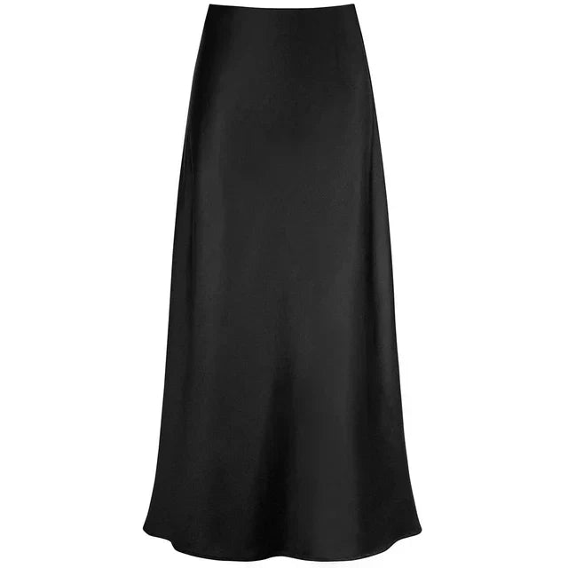 GR | Mode Langer Glänzender Satin Rock