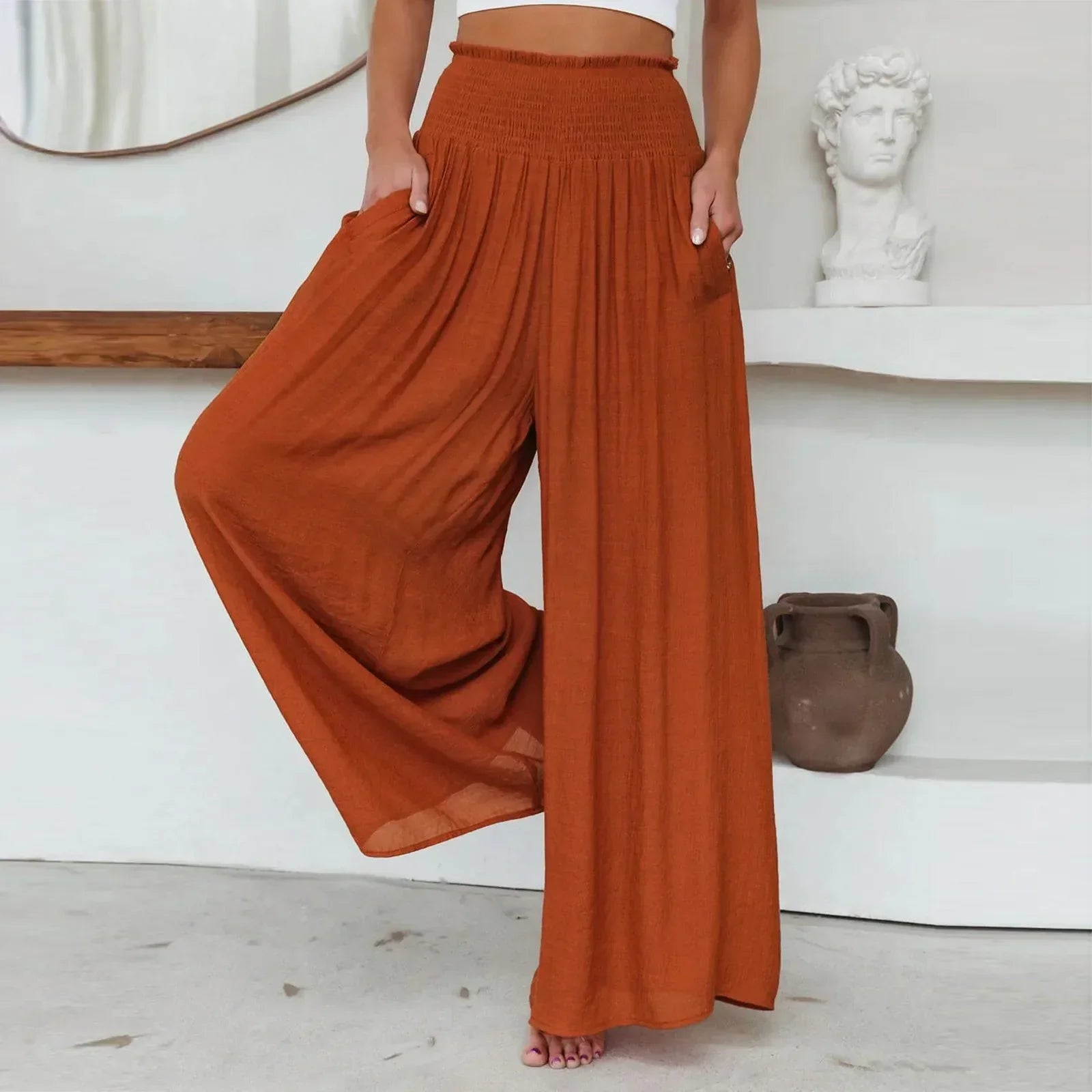 GR - Elegance Unleashed: High-waisted Palazzo Perfection for Women