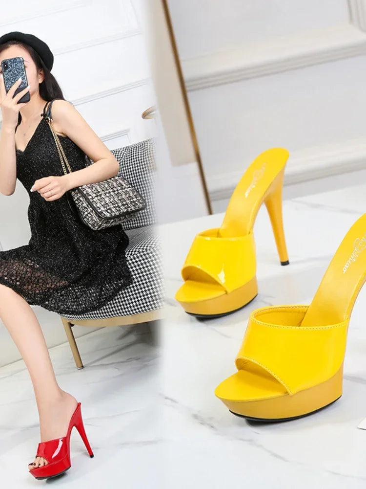 GR | Patent leather high heel sandals