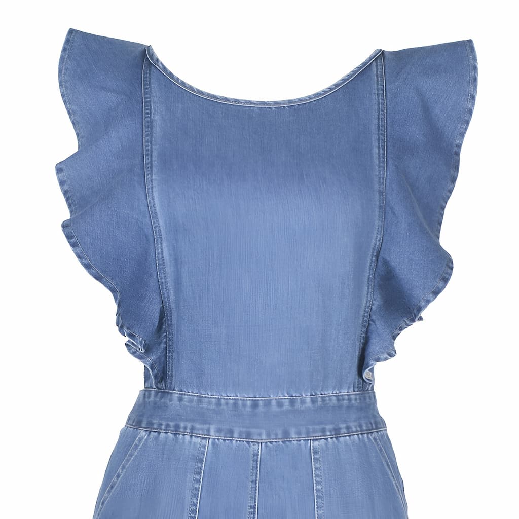GR | Denim jumpsuit with ruffles