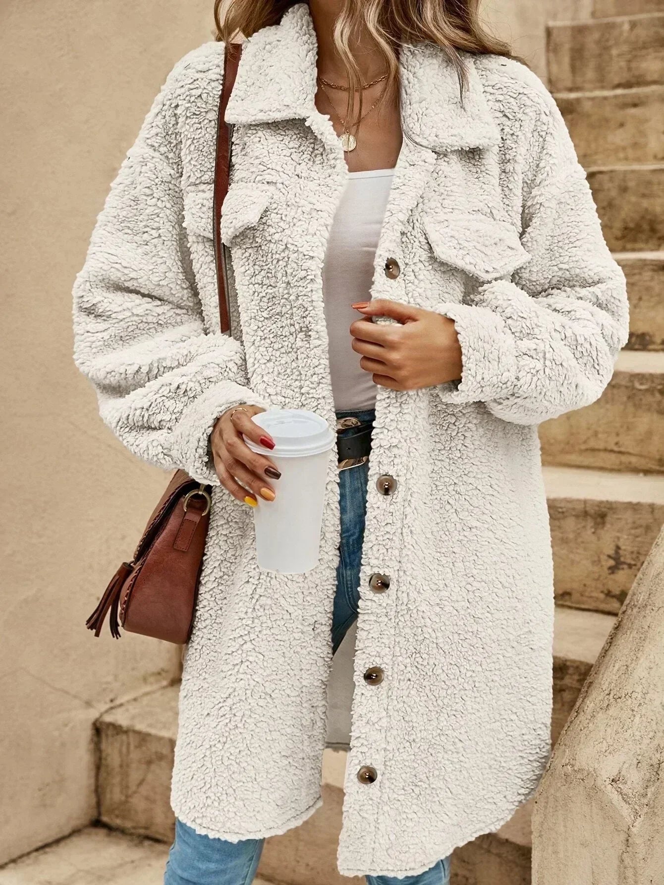 GR - Women's button-up coat with eye-catching buttons
