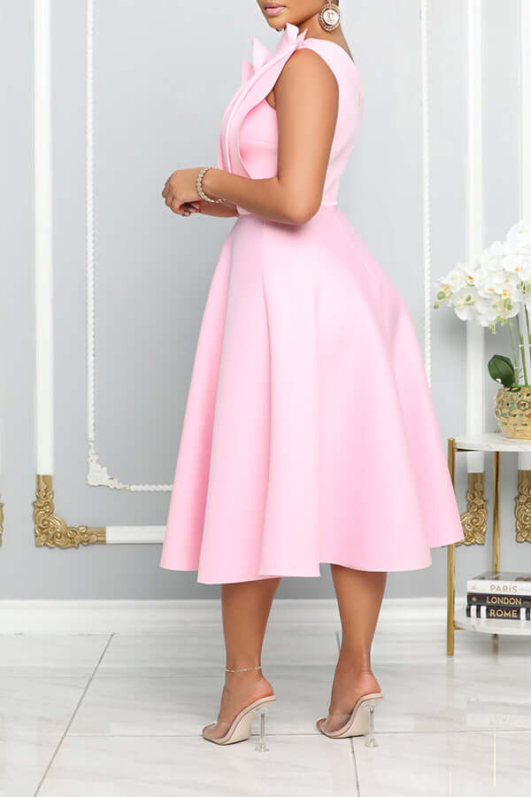 GR | One Shoulder Midi Kleid Elegante A-linie Passform Skulpturierte Details Festliche Kleidung