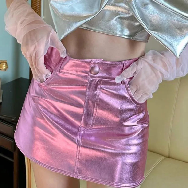 GR - Leuchtender Minirock im Metallic-Look