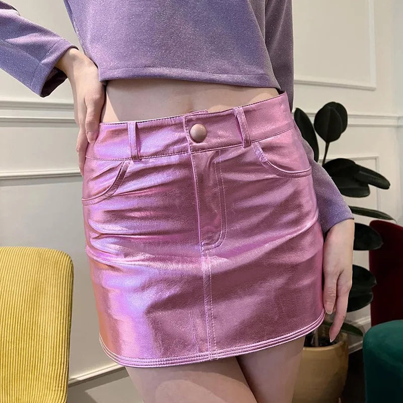 GR - Leuchtender Minirock im Metallic-Look