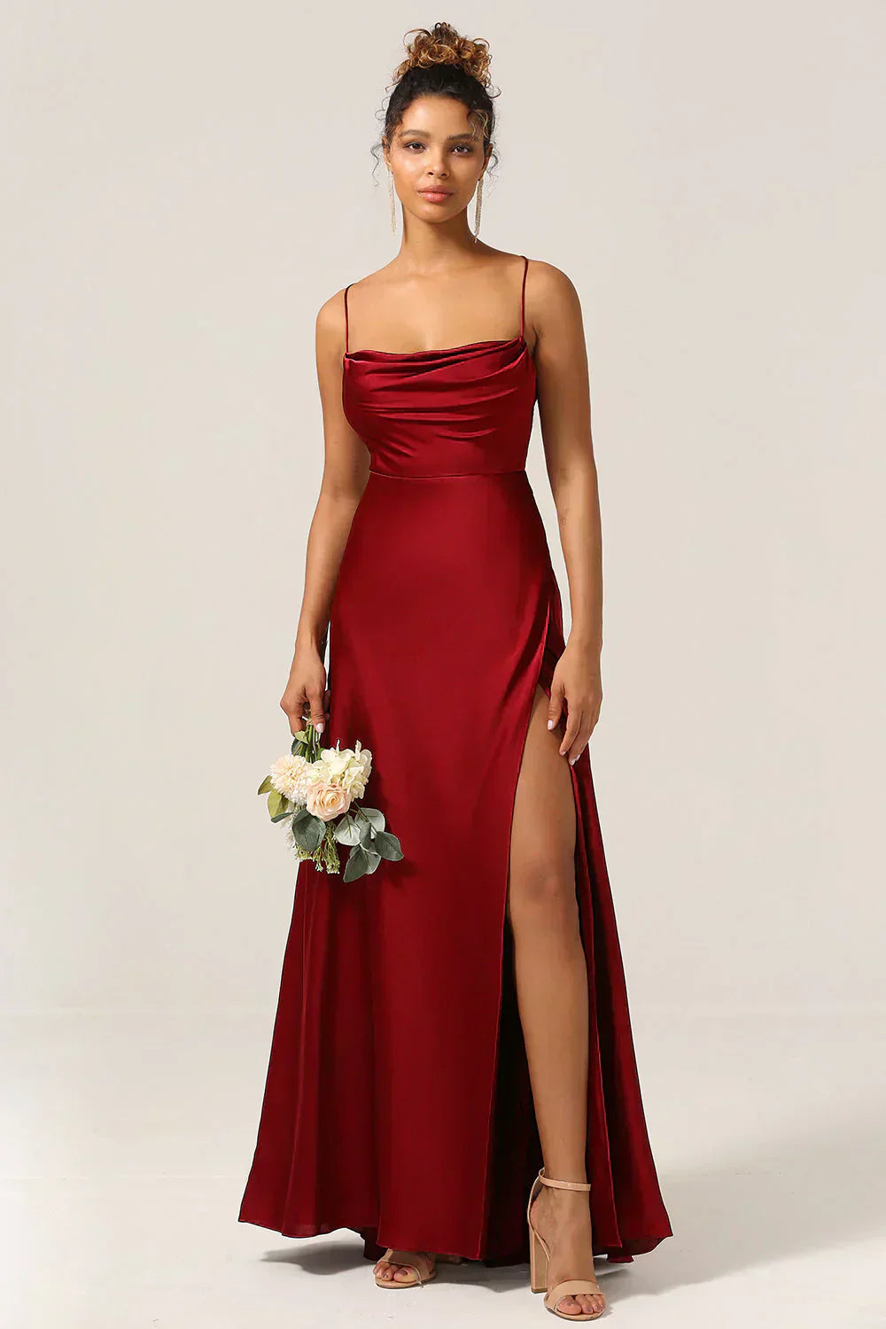 GR | Silk maxi dress with braided back. Dress yourself for formal occasions. Lucette
