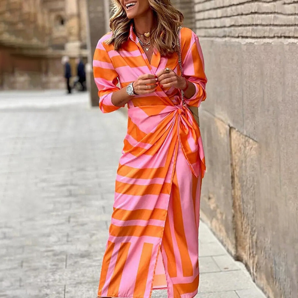 Printed elegant dress with half sleeves