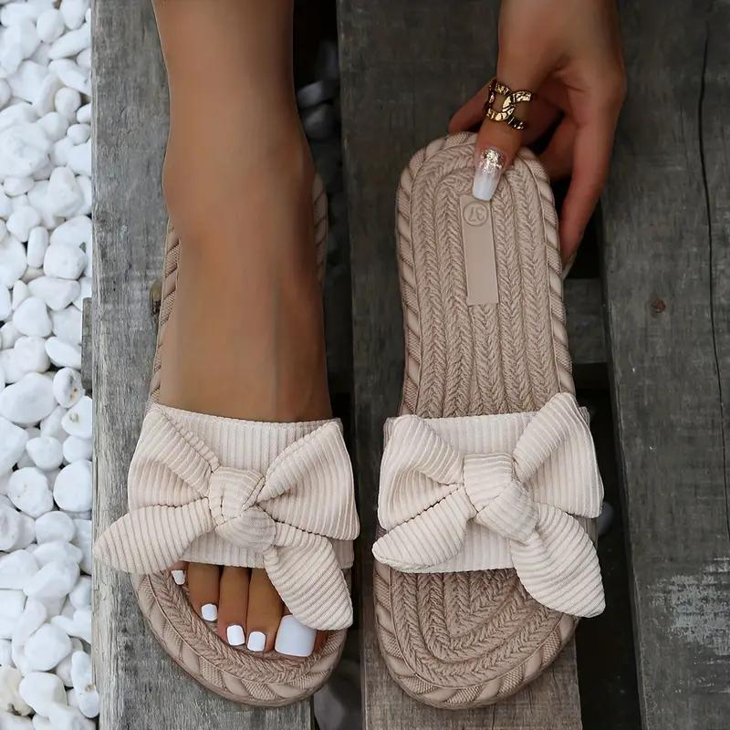 GR | Bowknot Slippers Flat Slip-On Sandals for Women