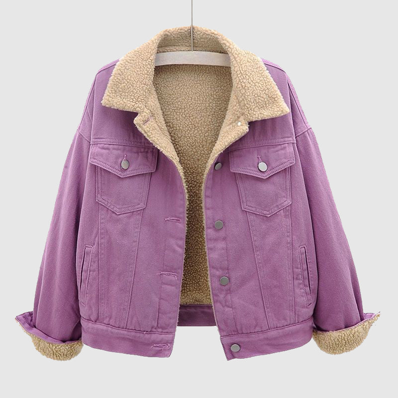 GR | Stylish velvet denim jacket for women