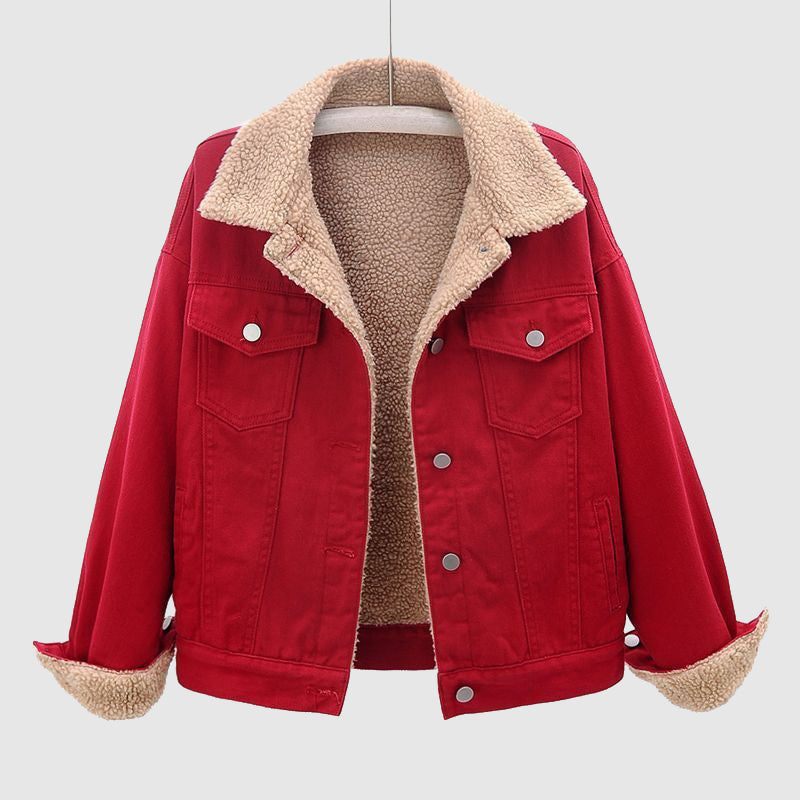 GR | Stylish velvet denim jacket for women