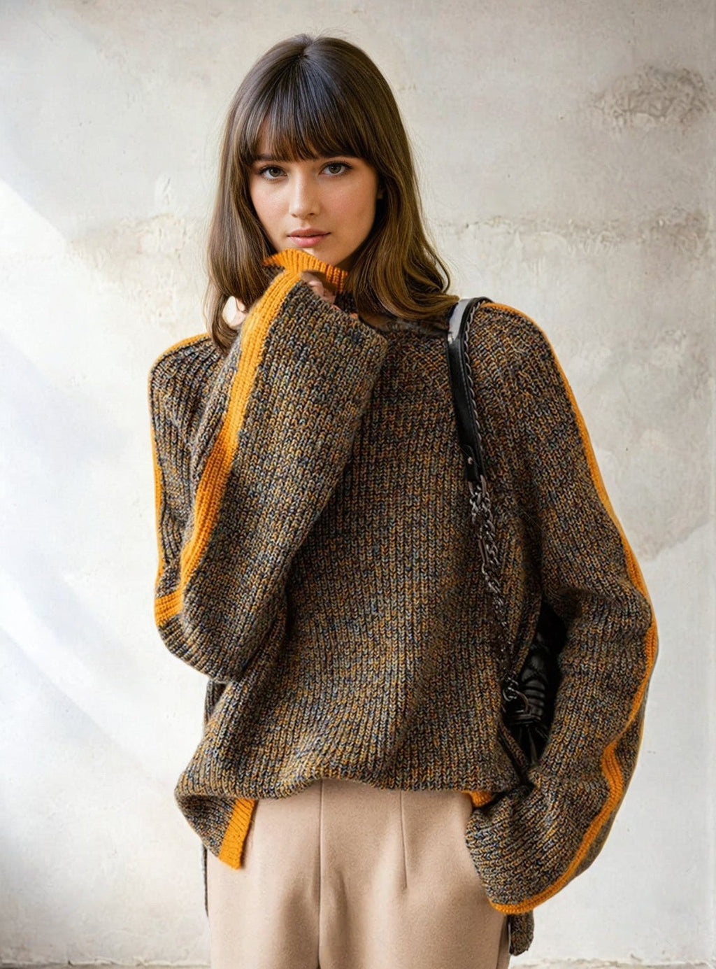 GR | knitted roll-neck sweater for women