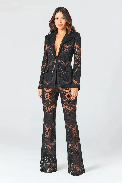 GR | Luxurious Sequin Blazer and Trousers Set