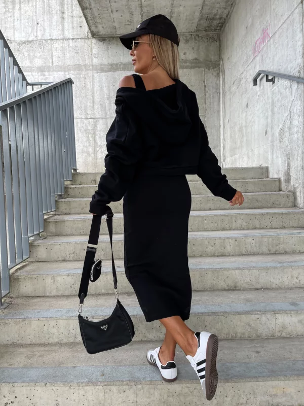 GR | Women's Midi Bodycon Dress & Sweatshirt Outfit 