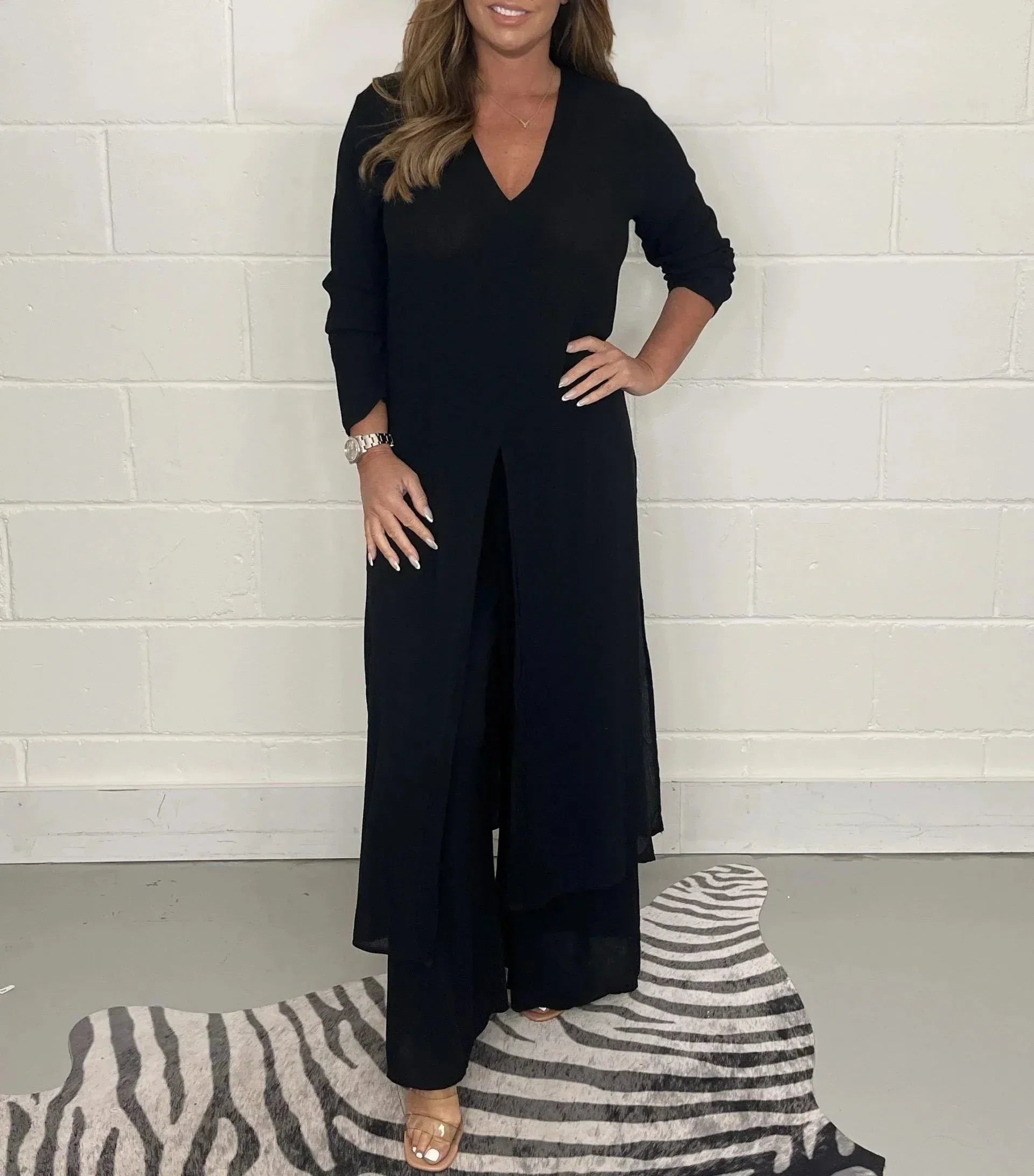 GR | Set Long Sleeves Wide Leg Matching Set Women's Clothing 