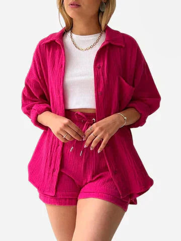 GR | Set Loose Fit Summer Lounge Set Linen Set Womens