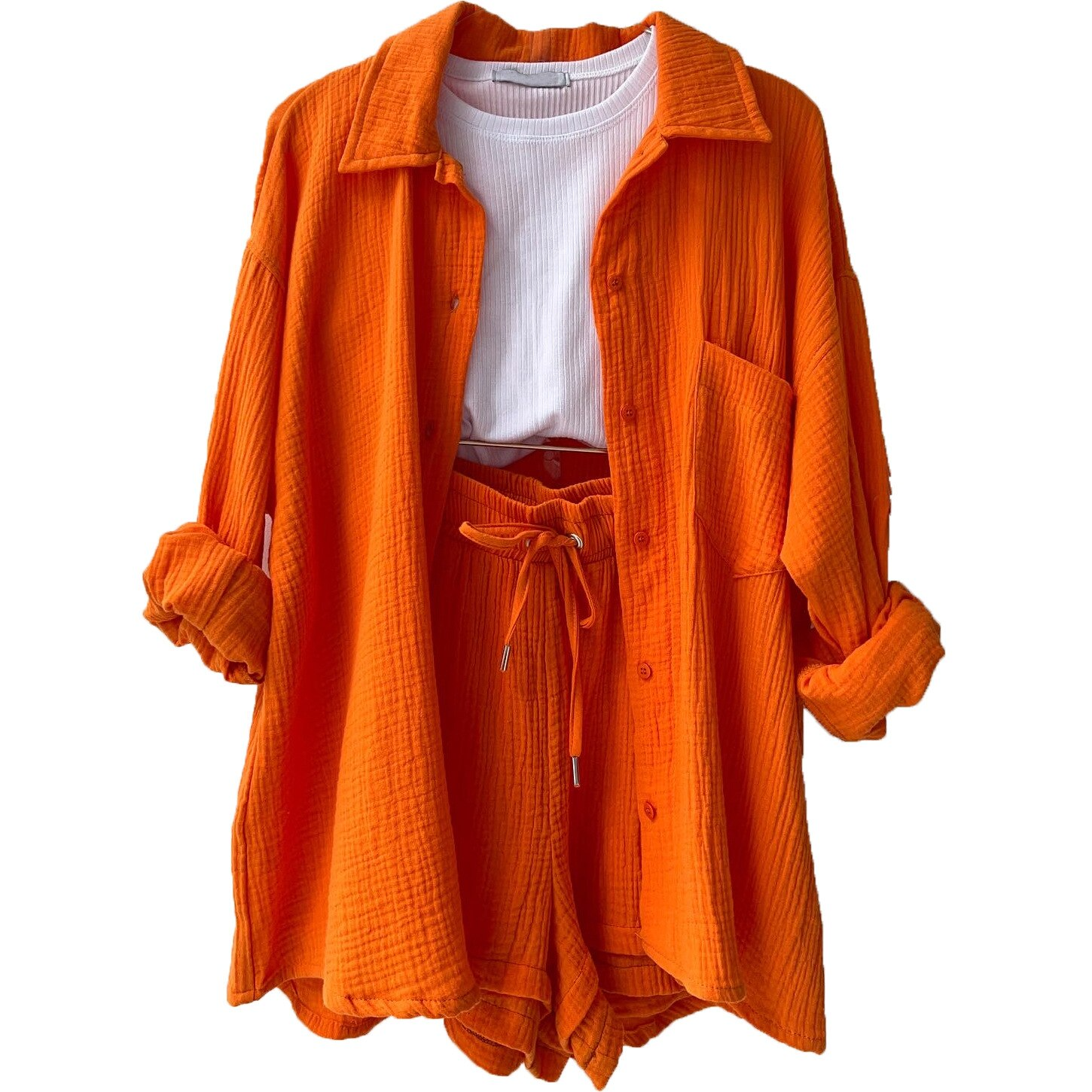 GR | Set Loose Fit Summer Lounge Set Linen Set Womens