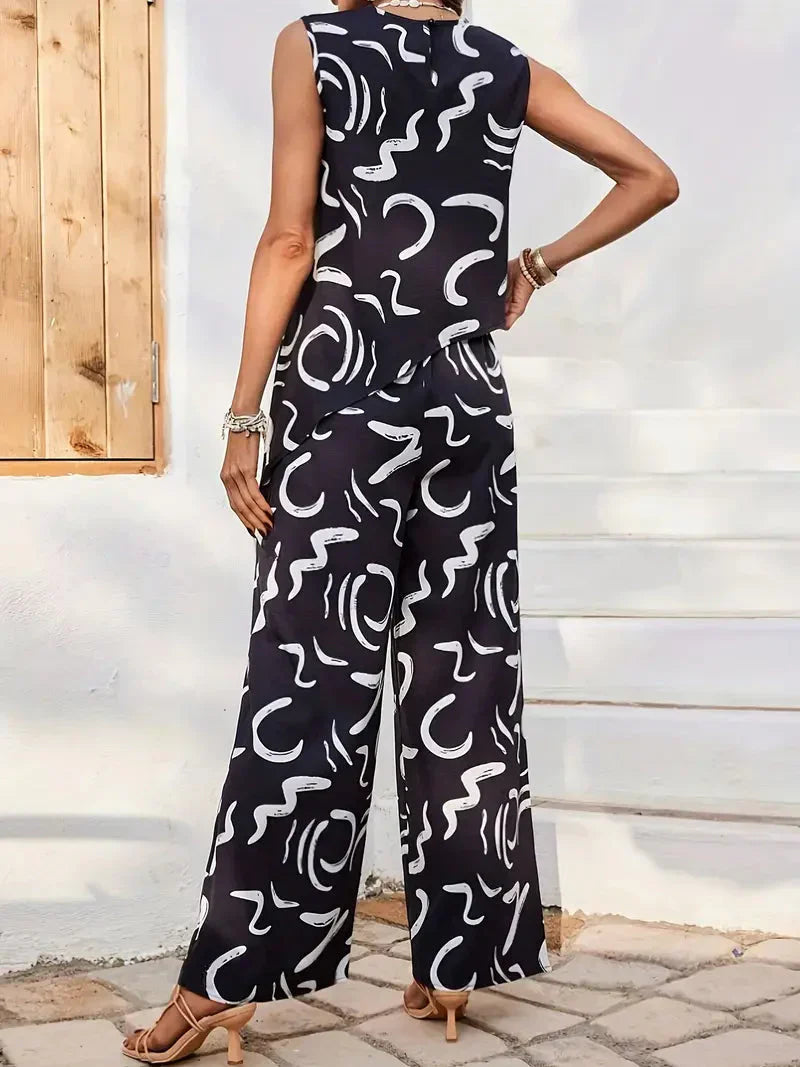 GR | Wide Leg High Waist Set Matching Set Women's Clothing