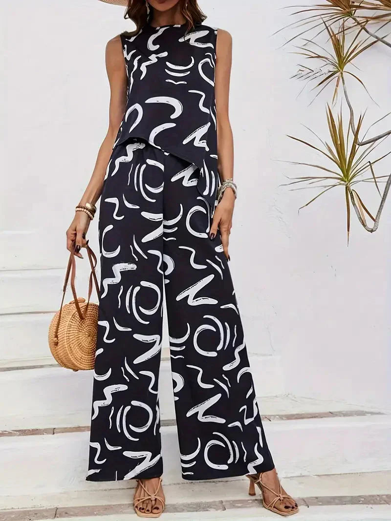 GR | Wide Leg High Waist Set Matching Set Women's Clothing