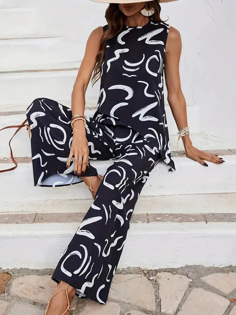 GR | Wide Leg High Waist Set Matching Set Women's Clothing