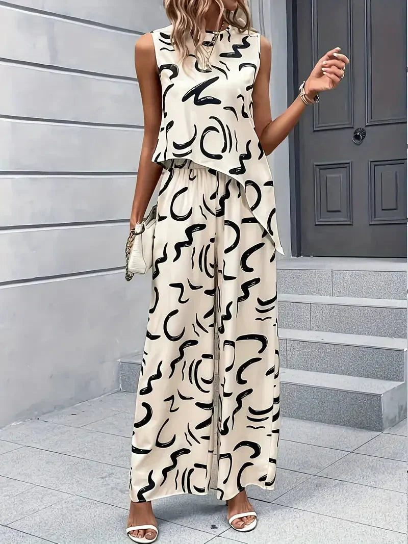 GR | Wide Leg High Waist Set Matching Set Women's Clothing
