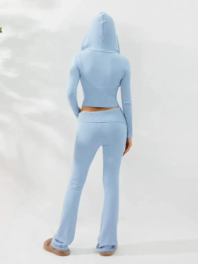 GR | Knit Set Hooded Jacket Knit Cardigan Knit Set Loungewear for Women
