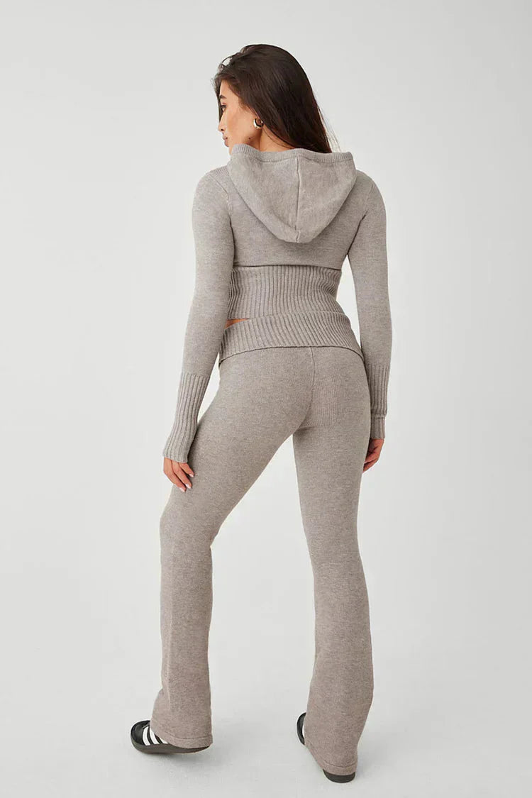 GR | Knit Set Hooded Jacket Knit Cardigan Knit Set Loungewear for Women