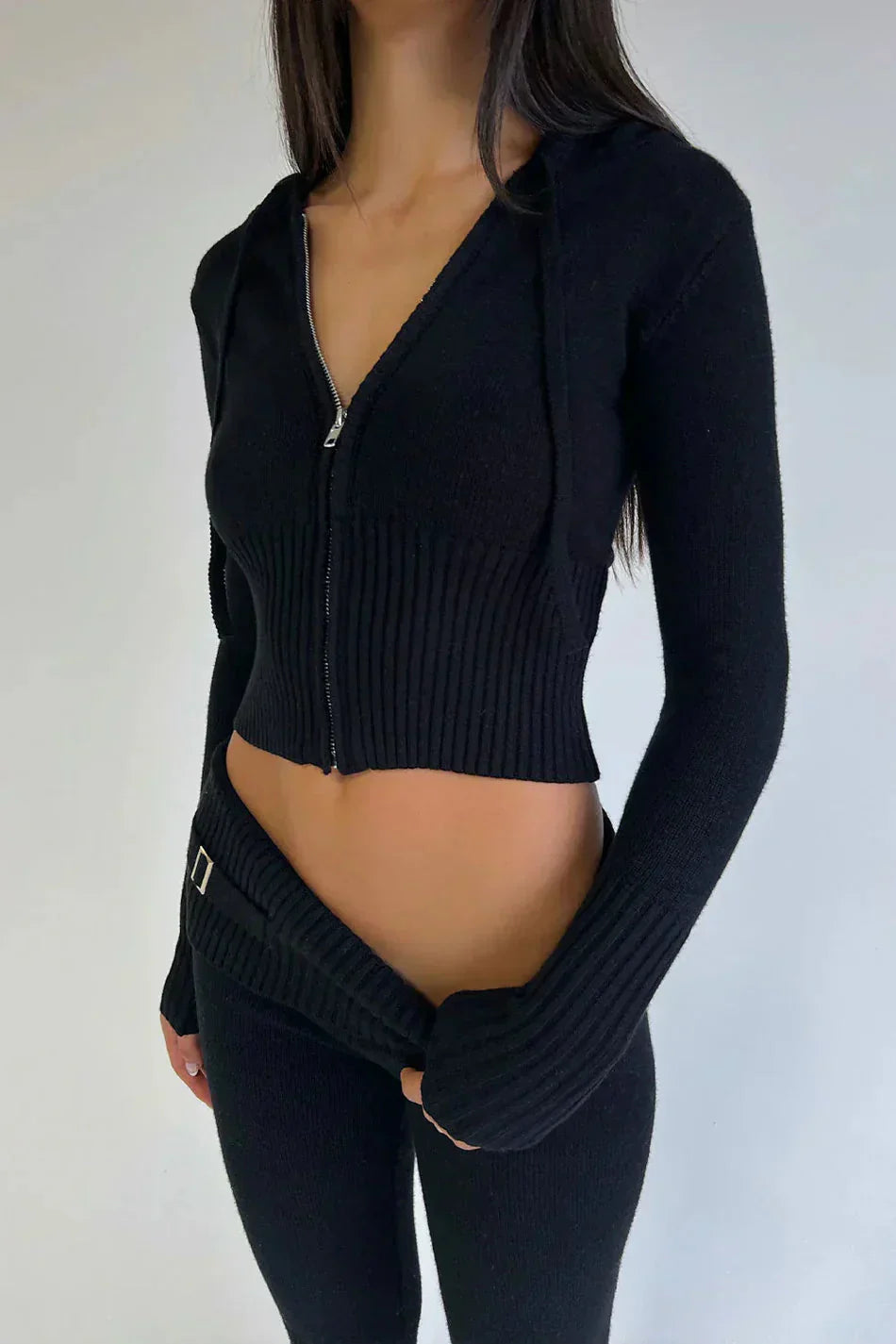 GR | Knit Set Hooded Jacket Knit Cardigan Knit Set Loungewear for Women
