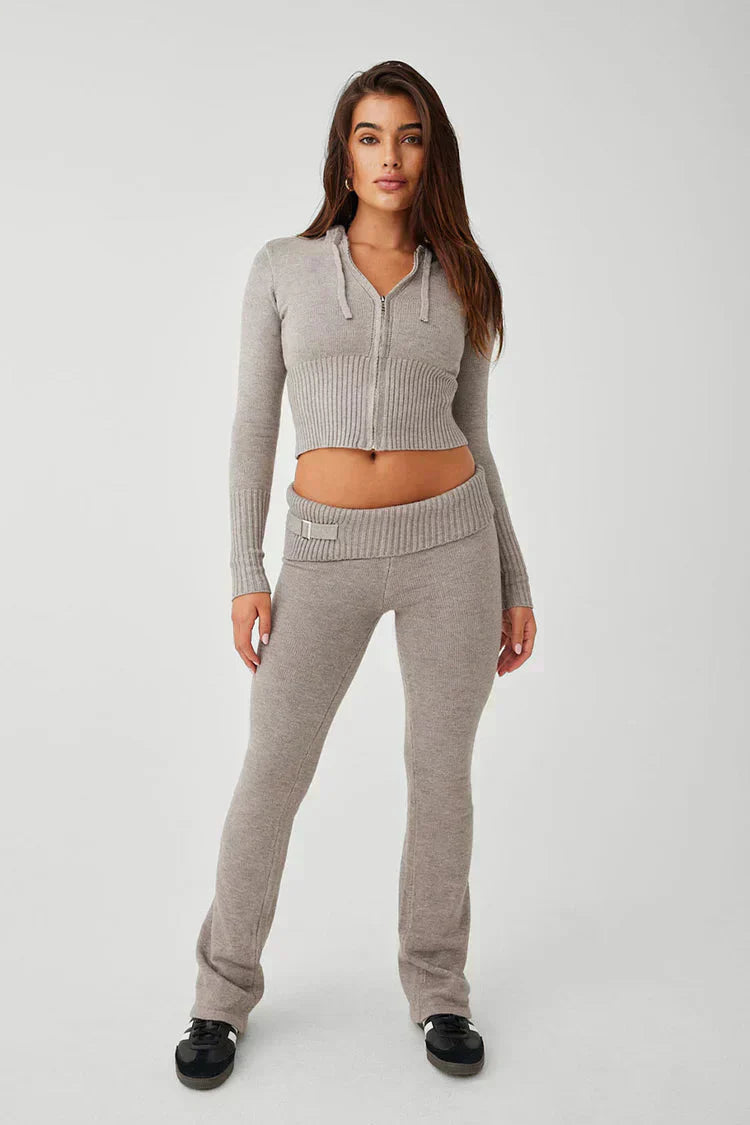 GR | Knit Set Hooded Jacket Knit Cardigan Knit Set Loungewear for Women