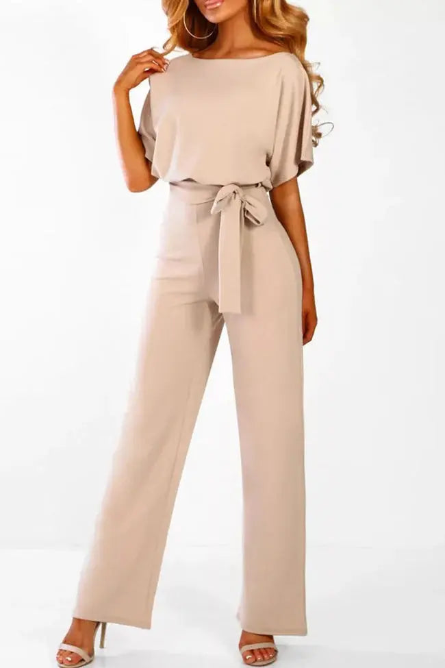 GR | Elegant jumpsuit with wide legs and waist belt