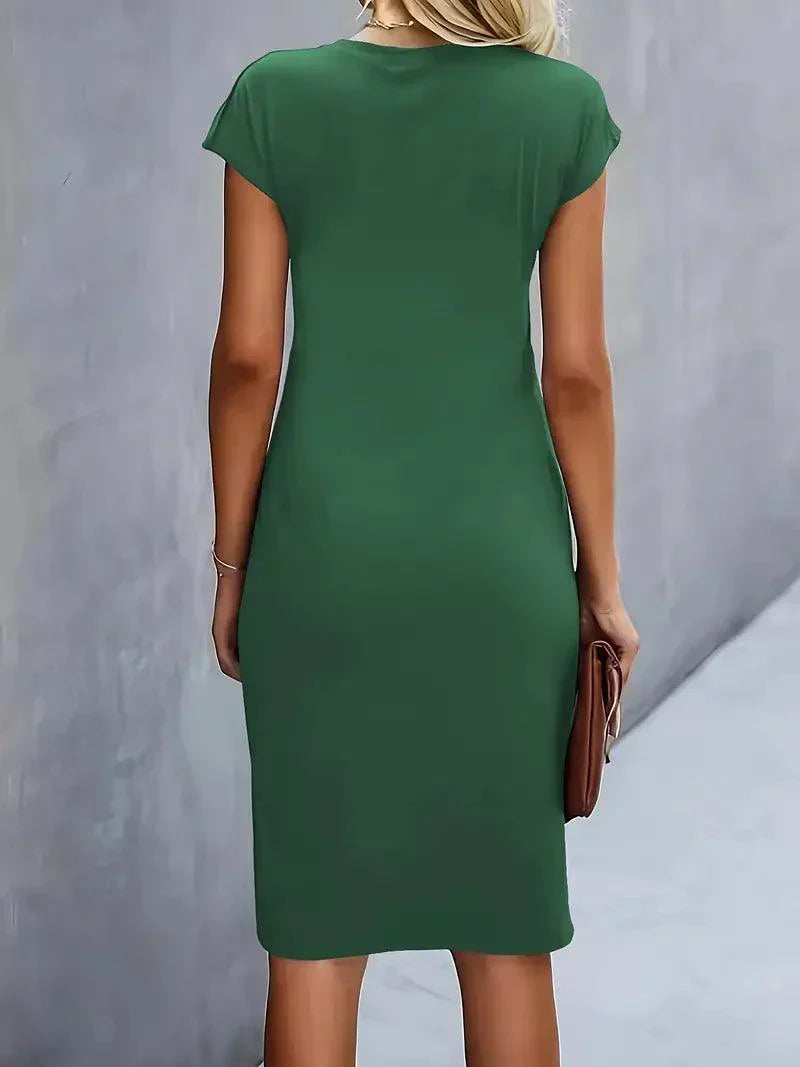 GR | Stilvolles Schmales Kleid Mit Rundhalsausschnitt